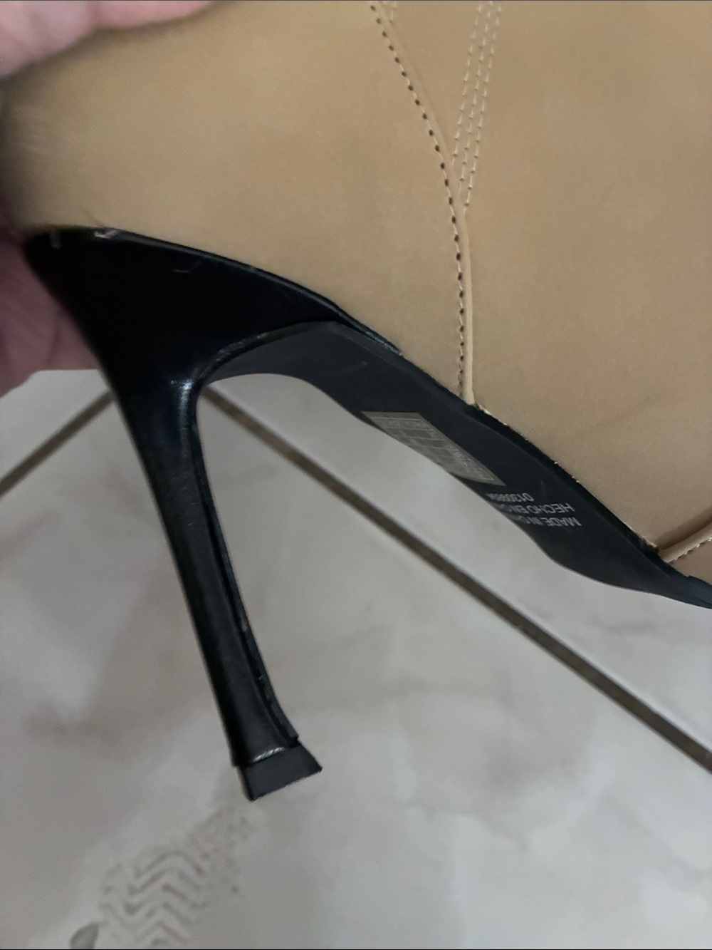 Forever 21 Tan and Black Pointed-Toe Mid-Calf Heeled Boots - Picture 4 of 5
